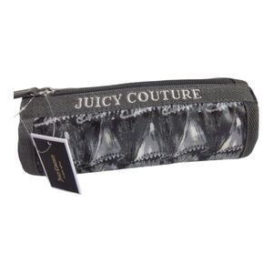 Juicy Couture Cosmetic Bag Barrel Cosmetic Case Black Scarf Ruffle YSRUS604